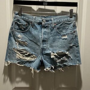 EUC Levi’s Premium Super Distressed 501 Cutoffs